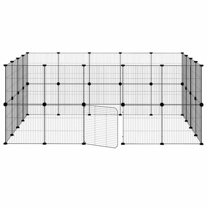 36-Panel Pet Cage with Door Black 35x35 cm Steel