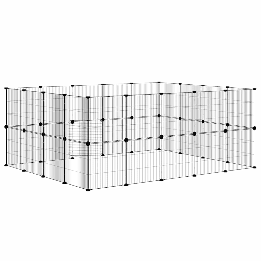 36-Panel Pet Cage with Door Black 35x35 cm Steel