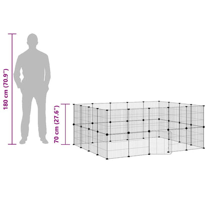 36-Panel Pet Cage with Door Black 35x35 cm Steel
