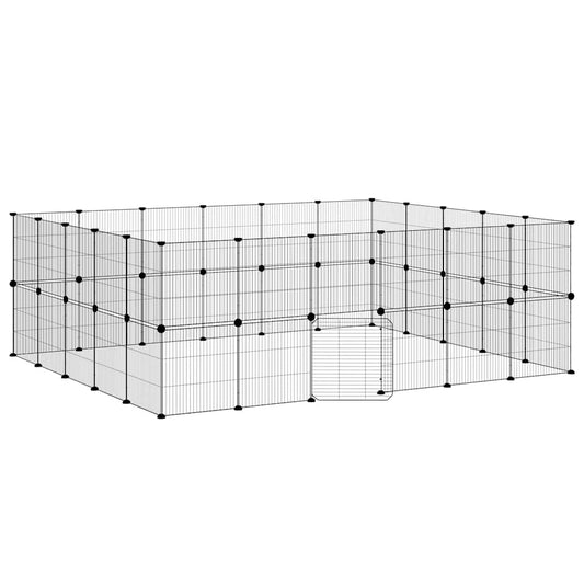44-Panel Pet Cage with Door Black 210x175x70 cm Steel