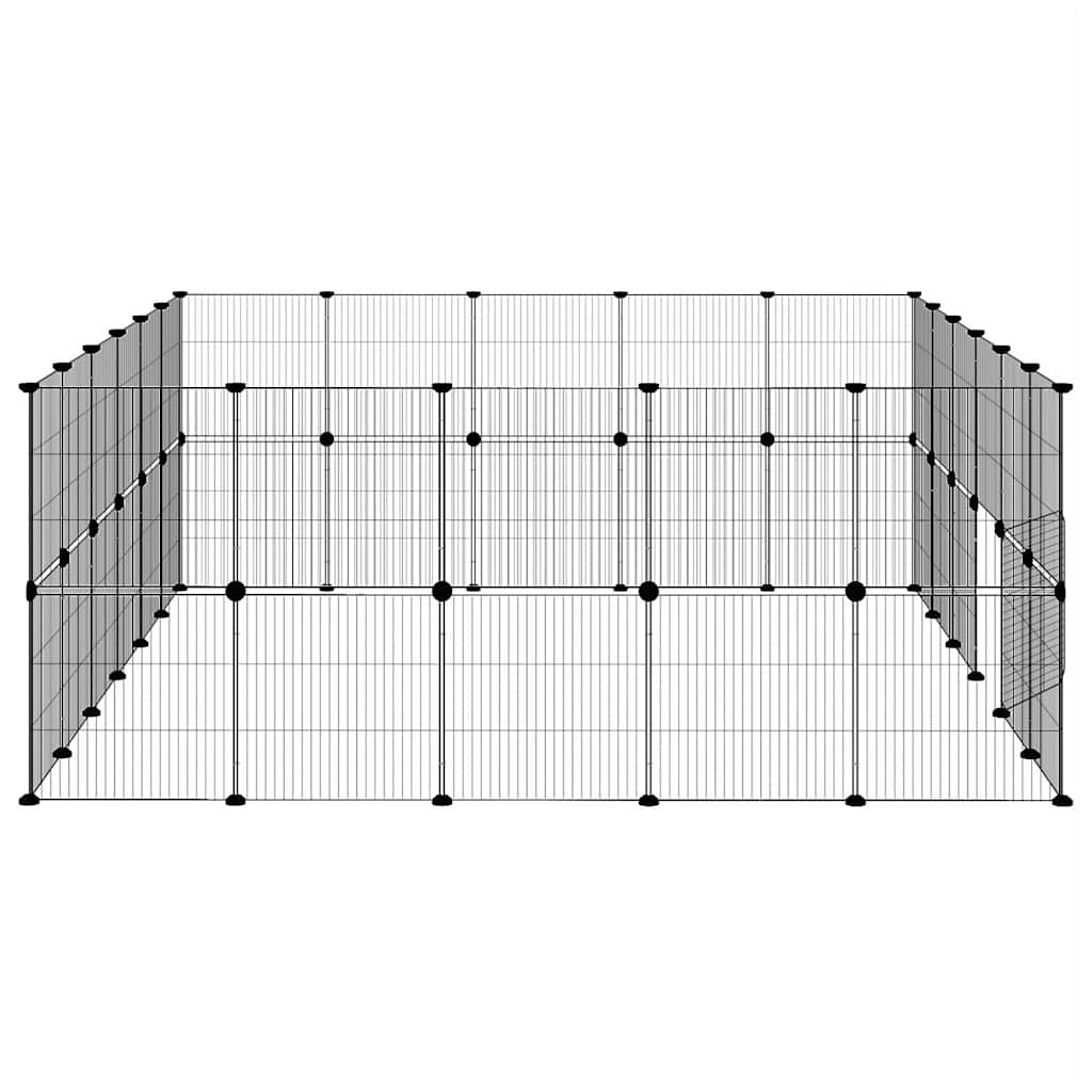 44-Panel Pet Cage with Door Black 35x35 cm Steel