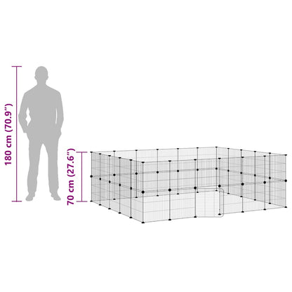 44-Panel Pet Cage with Door Black 35x35 cm Steel
