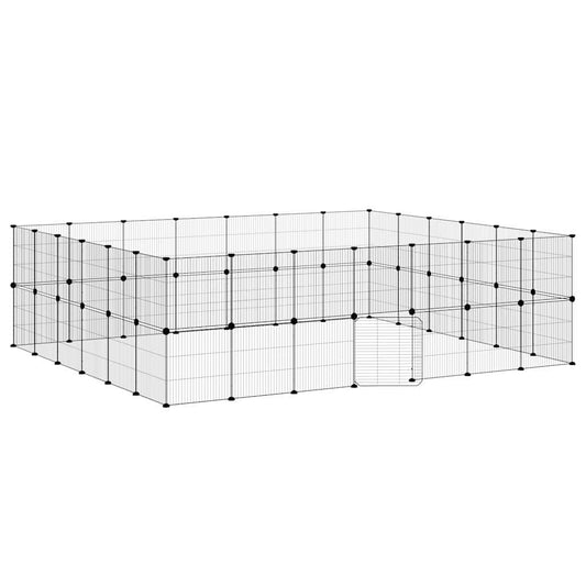 52-Panel Pet Cage with Door Black 245x210x70 cm Steel