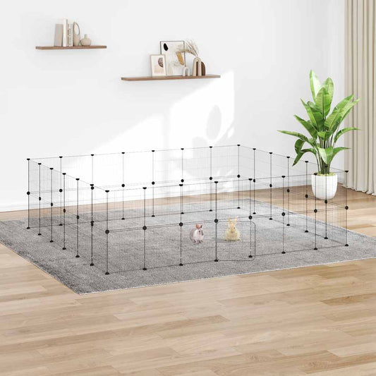52-Panel Pet Cage with Door Black 245x210x70 cm Steel