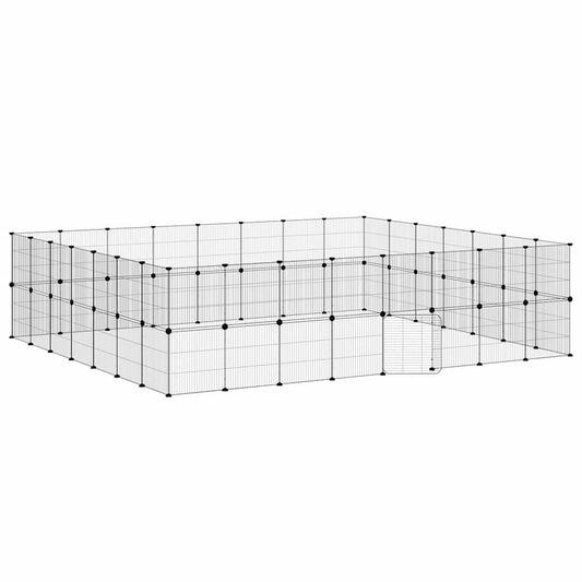 60-Panel Pet Cage with Door Black 35x35 cm Steel
