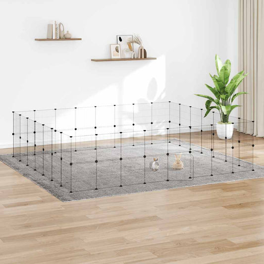 60-Panel Pet Cage with Door Black 280x245x70 cm Steel