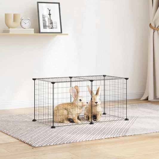 8-Panel Pet Cage Black 70x35x35 cm Steel