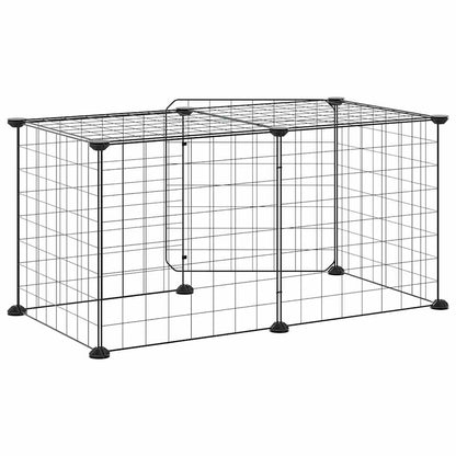 8-Panel Pet Cage with Door Black 35x35 cm Steel