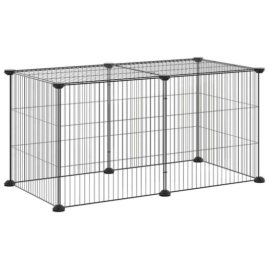 8-Panel Pet Cage Black 70x35x35 cm Steel