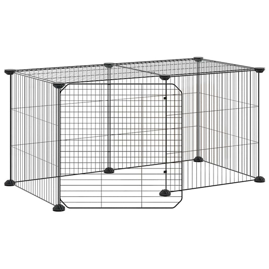 8-Panel Pet Cage with Door Black 70x35x35 cm Steel