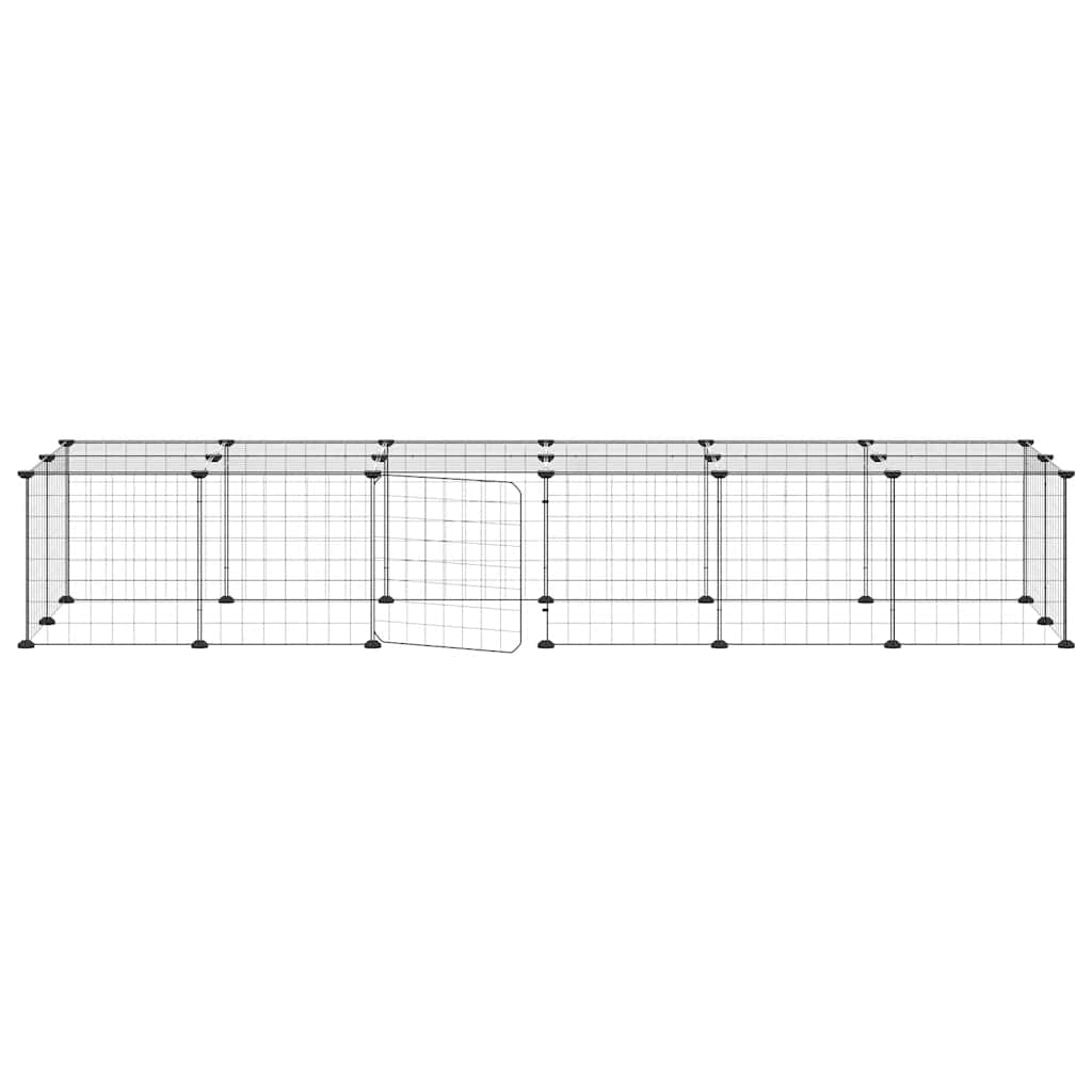 28-Panel Pet Cage with Door Black 35x35 cm Steel