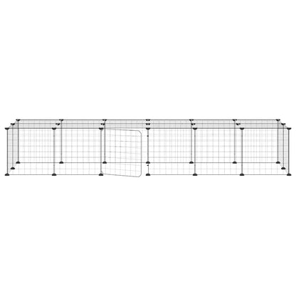28-Panel Pet Cage with Door Black 35x35 cm Steel