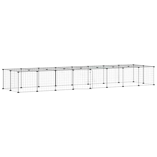 36-Panel Pet Cage with Door Black 280x70x35 cm Steel