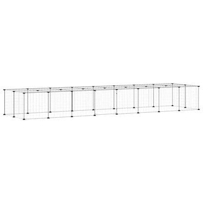 36-Panel Pet Cage with Door Black 280x70x35 cm Steel