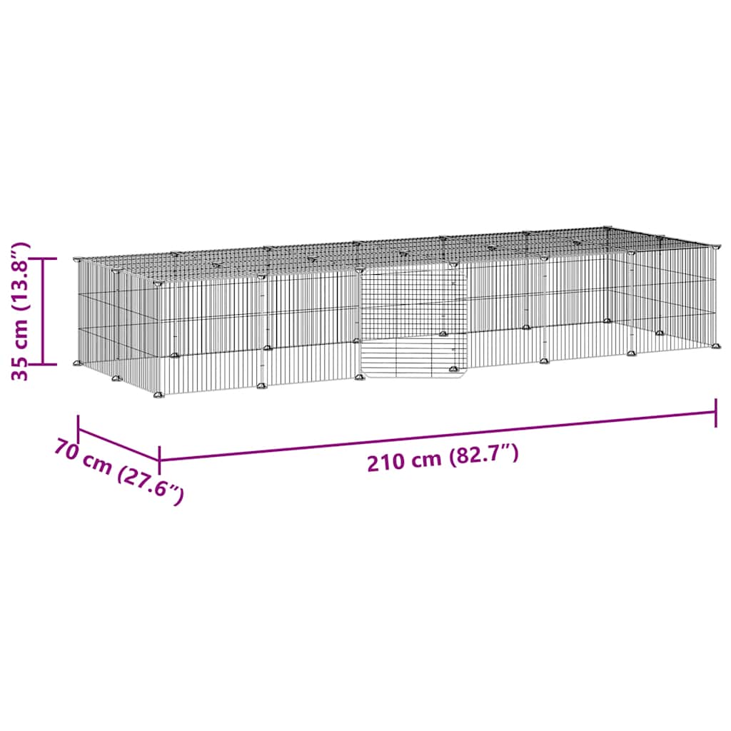 28-Panel Pet Cage with Door Black 35x35 cm Steel
