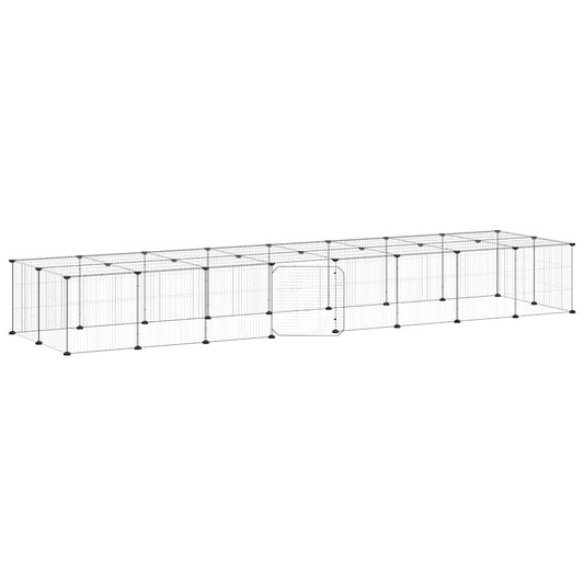 36-Panel Pet Cage with Door Black 280x70x35 cm Steel
