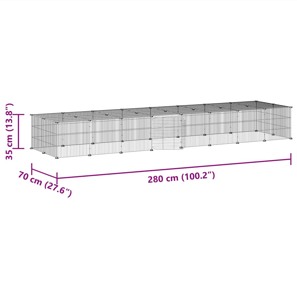 36-Panel Pet Cage with Door Black 35x35 cm Steel