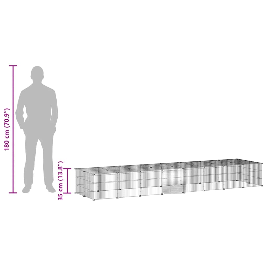 36-Panel Pet Cage with Door Black 35x35 cm Steel