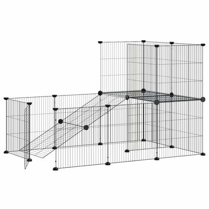 20-Panel Pet Cage with Door Black 105x70x70 cm Steel
