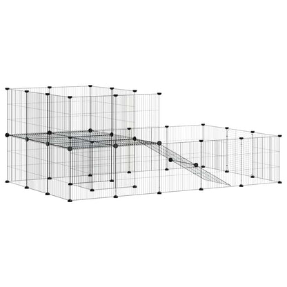 36-Panel Pet Cage with Door Black 35x35 cm Steel
