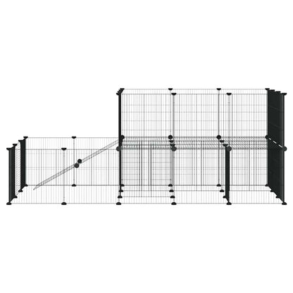 44-Panel Pet Cage with Door Black 175x105x70 cm Steel