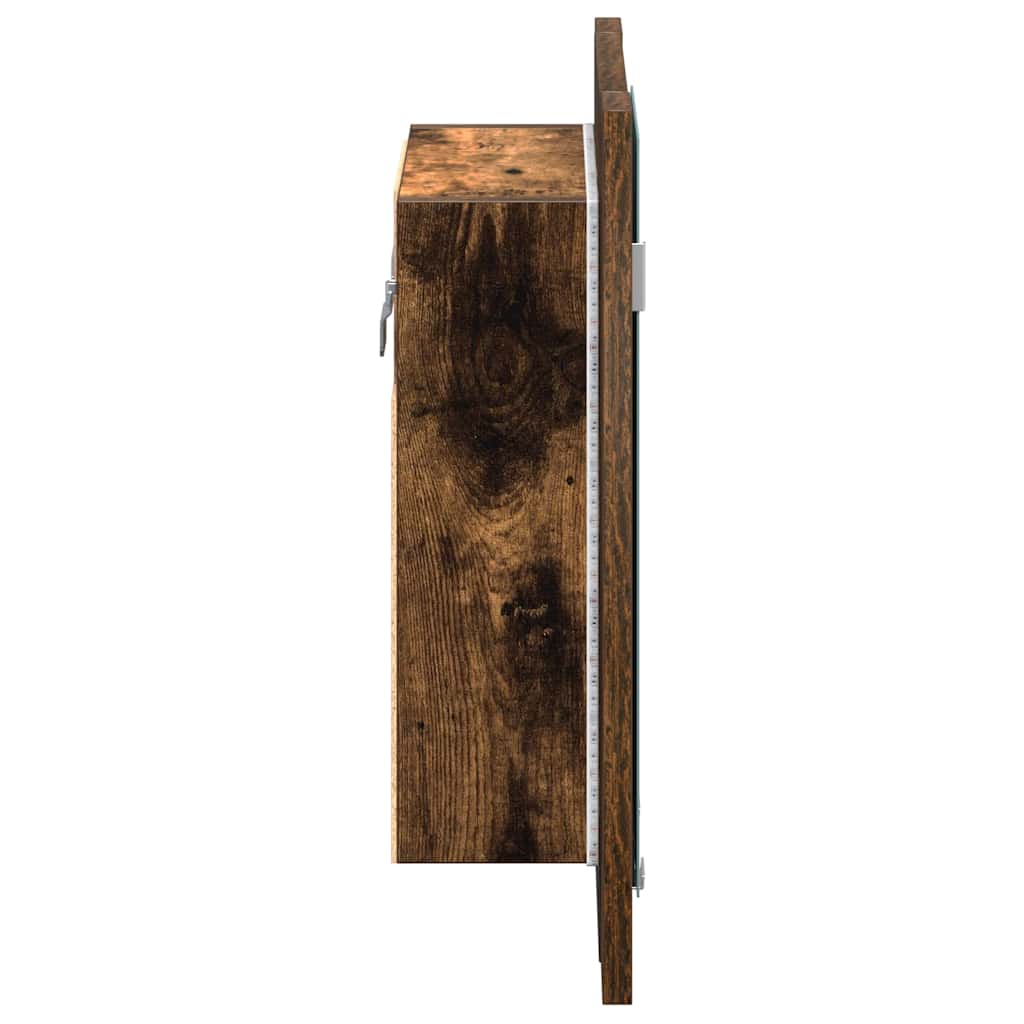 LED Bathroom Mirror Cabinet Smoked Oak 40x12x45 cm Engineered Wood