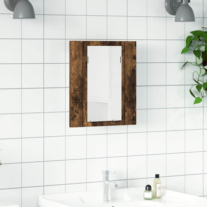 LED Bathroom Mirror Cabinet Smoked Oak 40x12x45 cm Engineered Wood