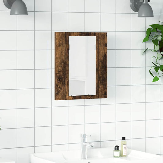 LED Bathroom Mirror Cabinet Smoked Oak 40x12x45 cm Engineered Wood