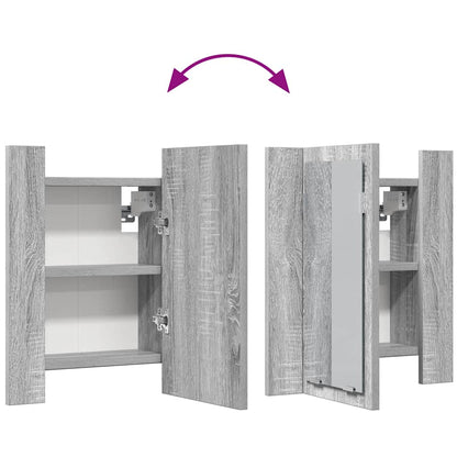 LED Bathroom Mirror Cabinet Grey Sonoma 40x12x45 cm Engineered Wood