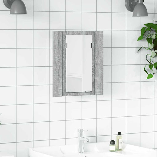 LED Bathroom Mirror Cabinet Grey Sonoma 40x12x45 cm Engineered Wood