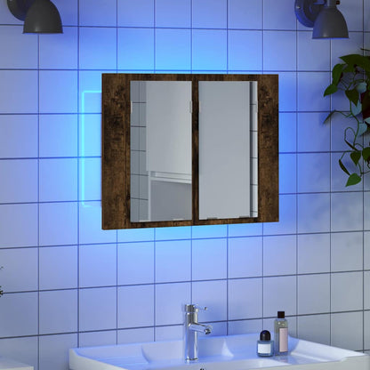 LED Mirror Cabinet Smoked Oak 60x12x45 cm Engineered Wood