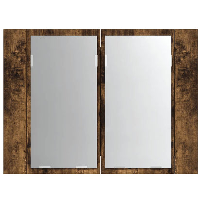 LED Mirror Cabinet Smoked Oak 60x12x45 cm Engineered Wood
