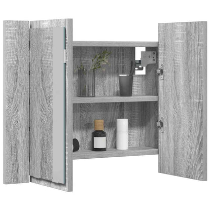 LED Mirror Cabinet Grey Sonoma 60x12x45 cm Engineered Wood