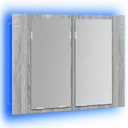 LED Mirror Cabinet Grey Sonoma 60x12x45 cm Engineered Wood