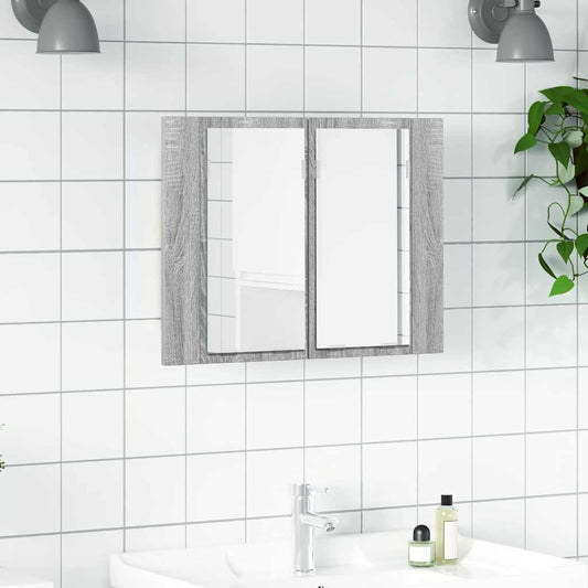 LED Mirror Cabinet Grey Sonoma 60x12x45 cm Engineered Wood