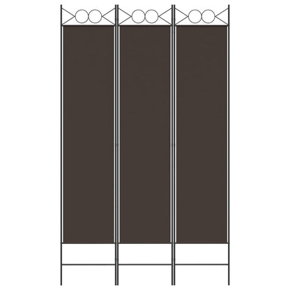 3-Panel Room Divider Brown 120x200 cm Fabric