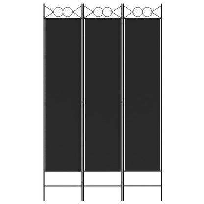3-Panel Room Divider Black 120x200 cm Fabric