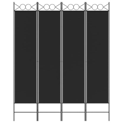 4-Panel Room Divider Black 160x200 cm Fabric
