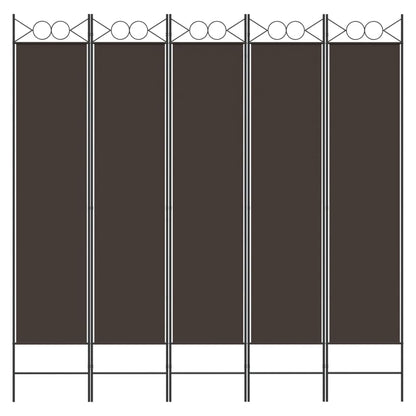 5-Panel Room Divider Brown 200x200 cm Fabric
