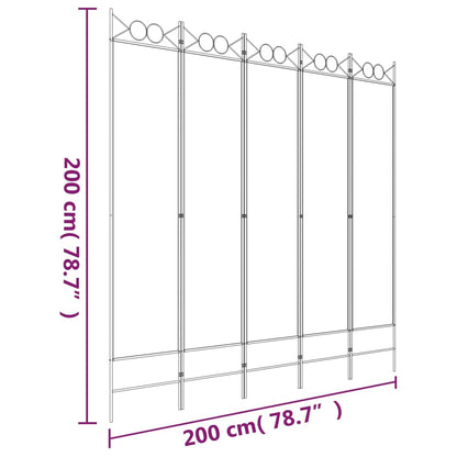 5-Panel Room Divider Brown 200x200 cm Fabric