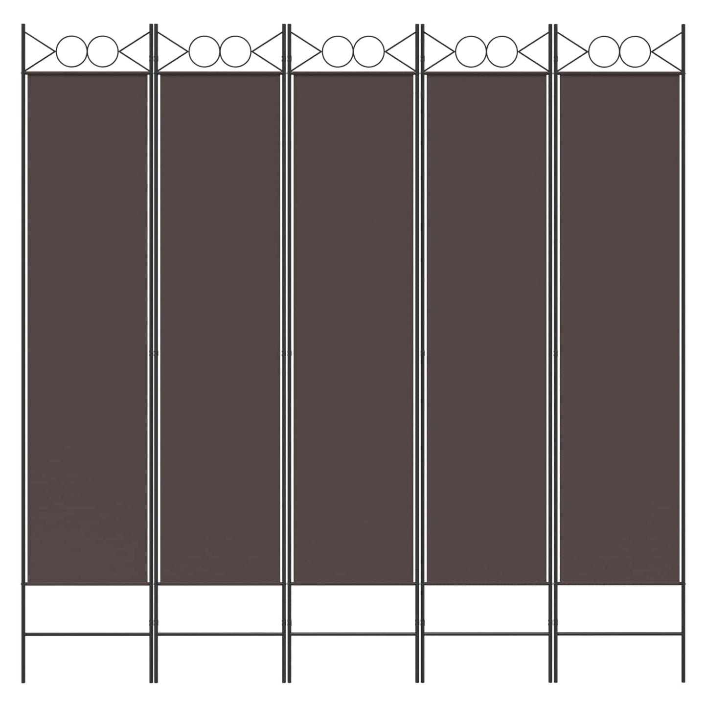 5-Panel Room Divider Brown 200x200 cm Fabric