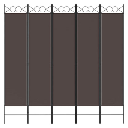 5-Panel Room Divider Brown 200x200 cm Fabric