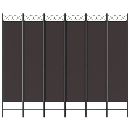 6-Panel Room Divider Brown 240x200 cm Fabric