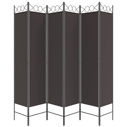 6-Panel Room Divider Brown 240x200 cm Fabric