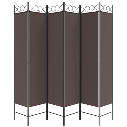 6-Panel Room Divider Brown 240x200 cm Fabric