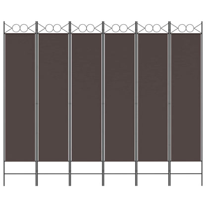 6-Panel Room Divider Brown 240x200 cm Fabric