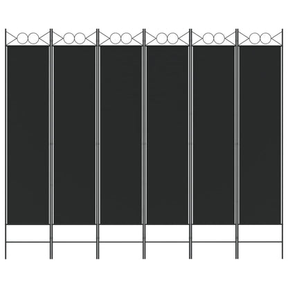 6-Panel Room Divider Black 240x200 cm Fabric