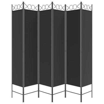 6-Panel Room Divider Black 240x200 cm Fabric