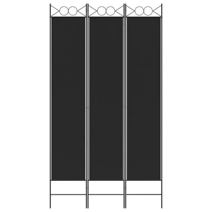3-Panel Room Divider Black 120x220 cm Fabric