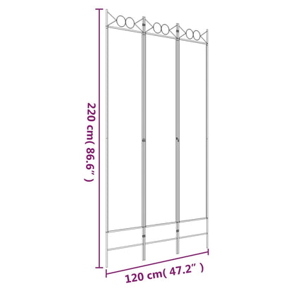3-Panel Room Divider Black 120x220 cm Fabric